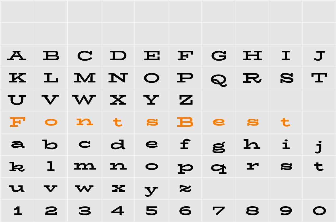 BioRhyme Expanded ExtraBold Character Map
