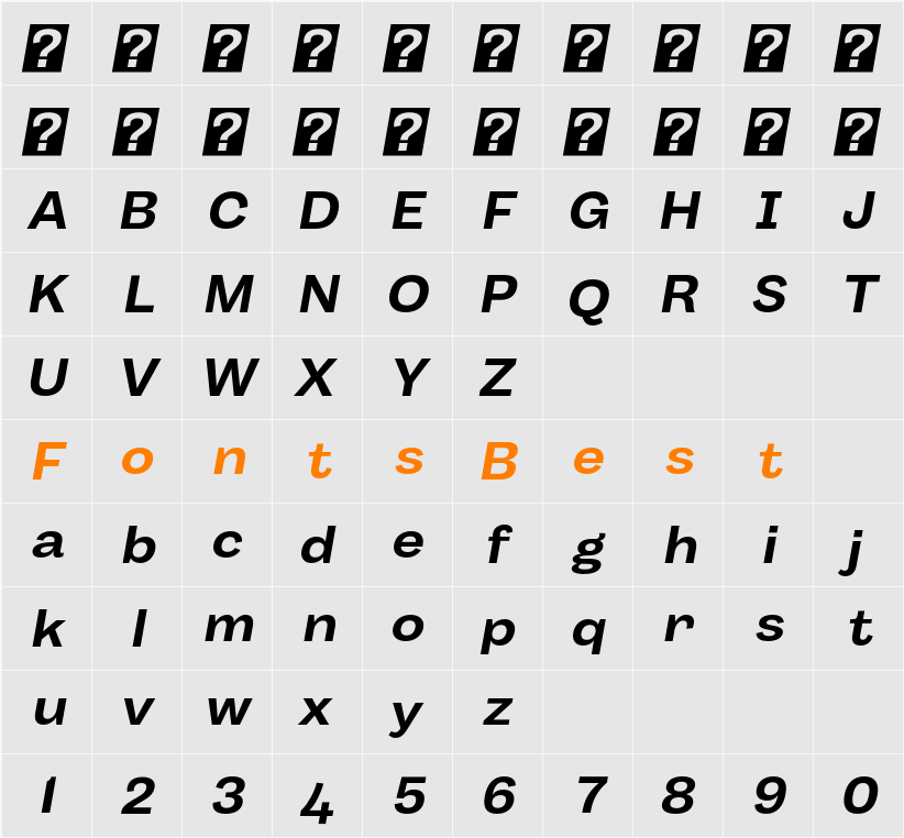 Body Grotesque Fit Character Map
