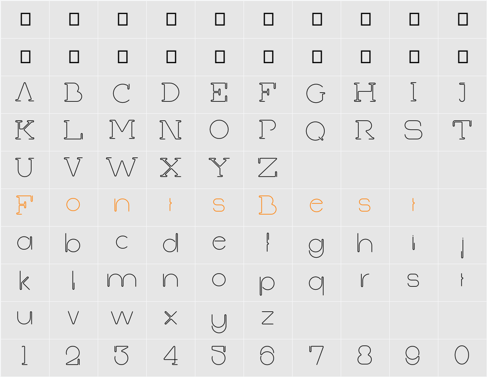 First Shine Character Map