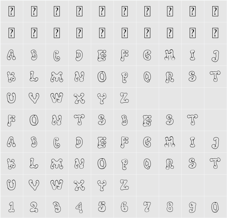 Resta Display Font Character Map
