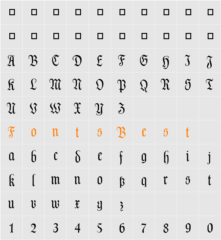 Dala LT Text Character Map