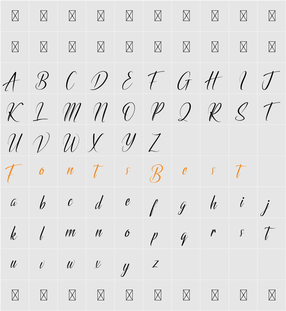 Bristteback Demo Character Map