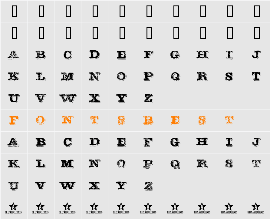 BOTAS SUJAS Character Map