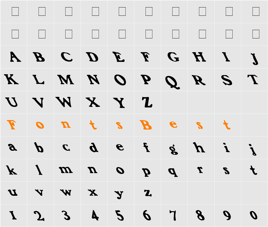 Frank Font Lefty Character Map