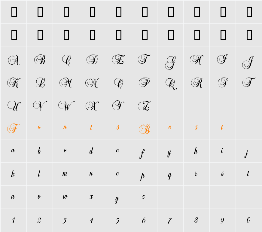 Ballad-Script Character Map