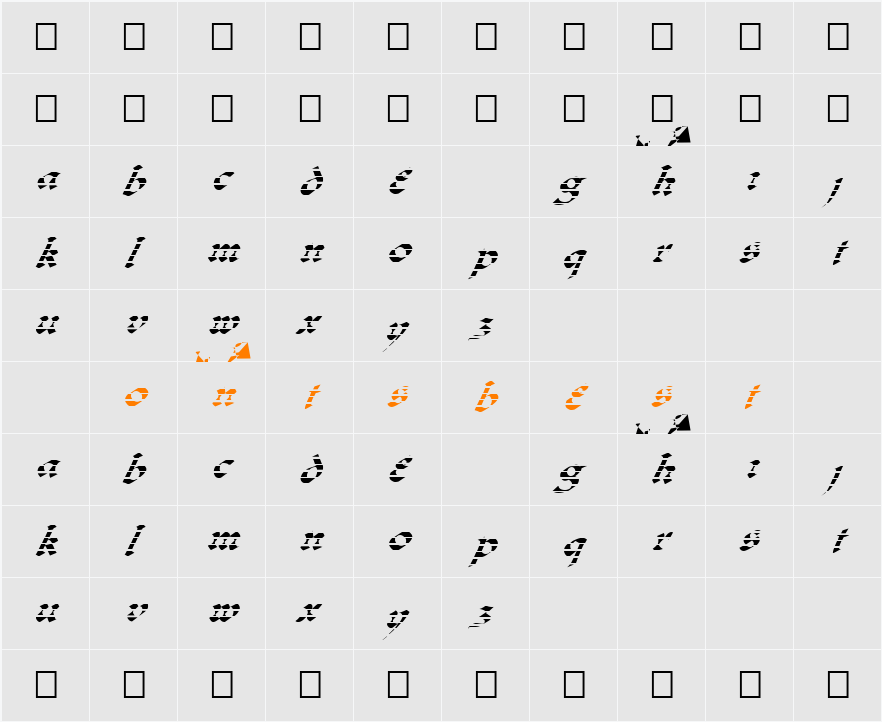 FZ JAZZY 33 STRIPED ITALIC Character Map
