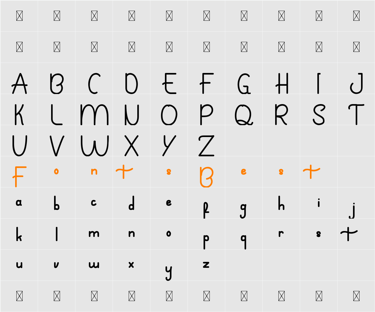 Brondown V Demo Character Map