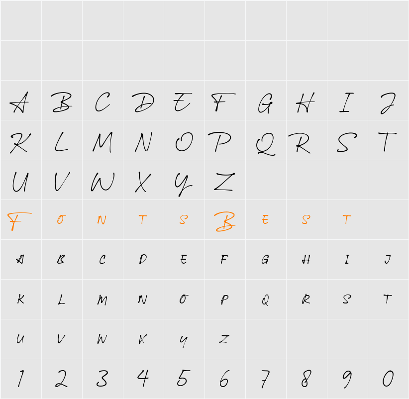 Ballpoint Signature Character Map