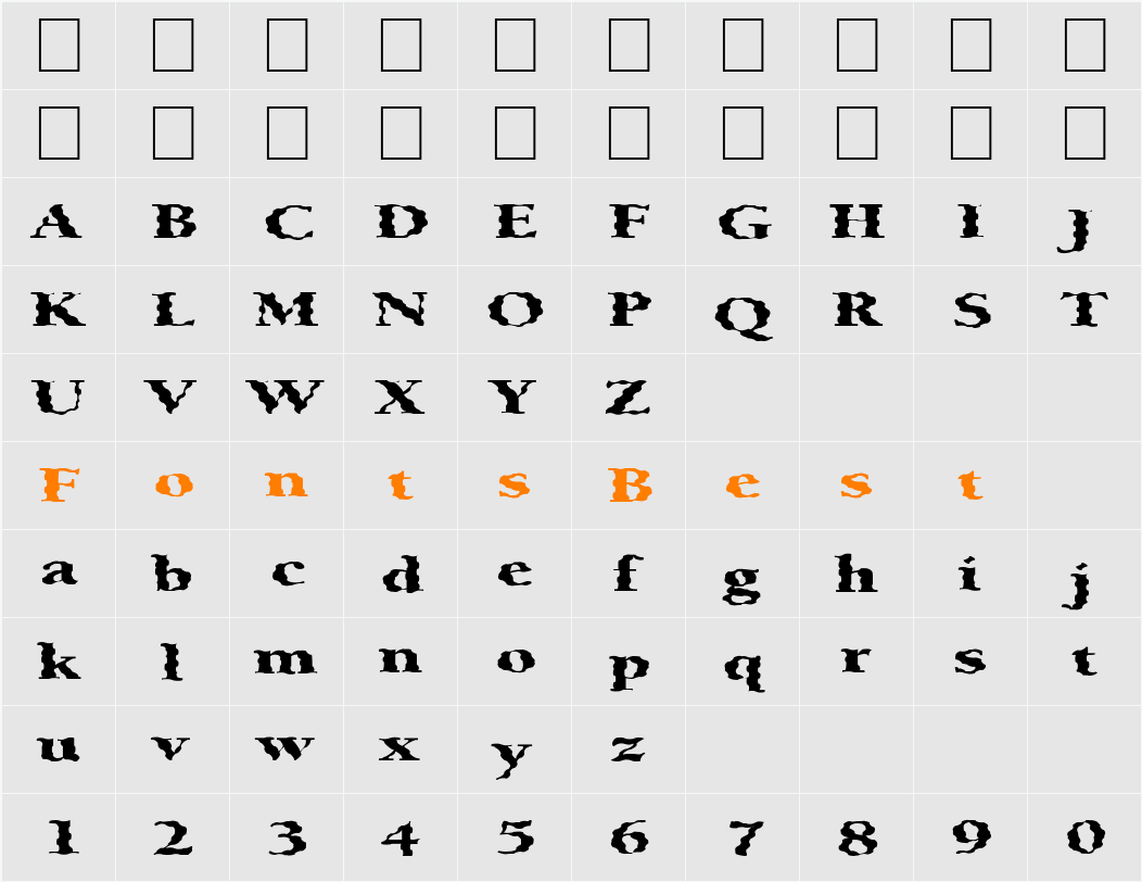 FZ ROMAN 24 WAVEY EX Character Map