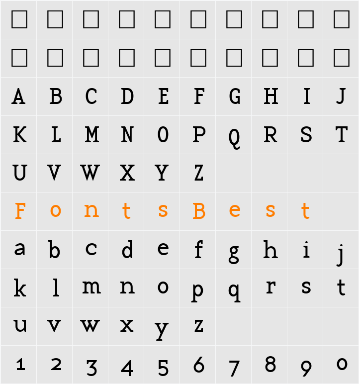 BaseTwelveSerif Character Map