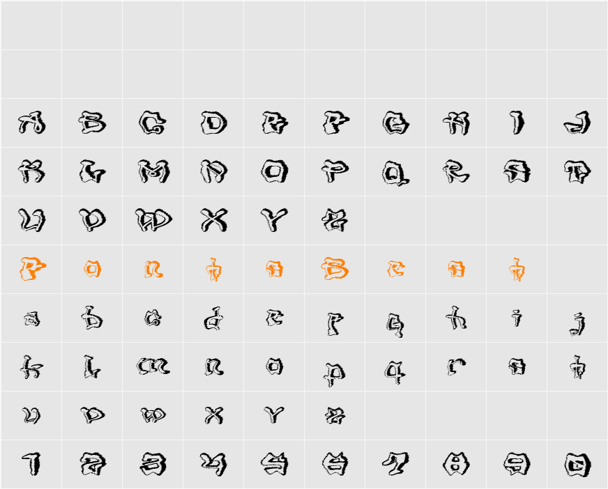 Mondrongo Trash Character Map