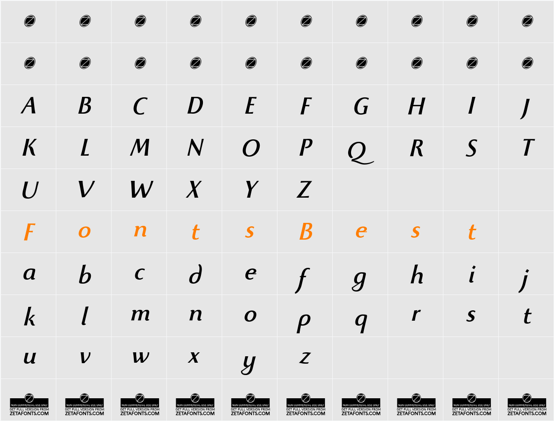 Beatrix Antiqua Medium Character Map
