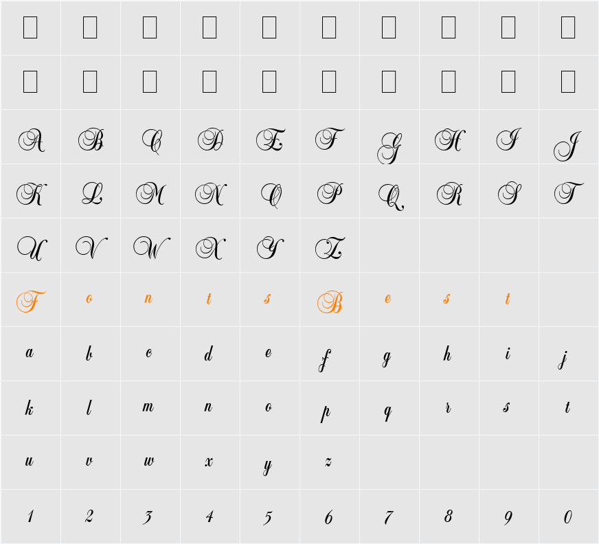 Balmoral LET Character Map