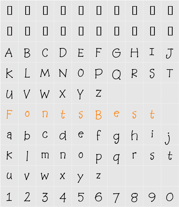 BaaBookHmk Character Map