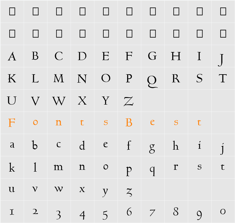 FZ ROMAN 17 Character Map