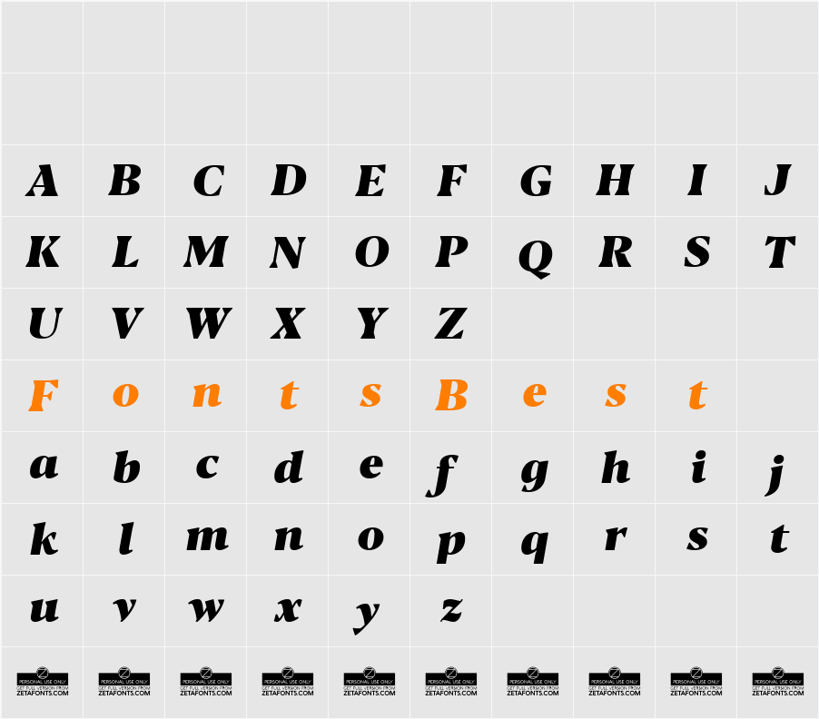 Blacker Text Character Map