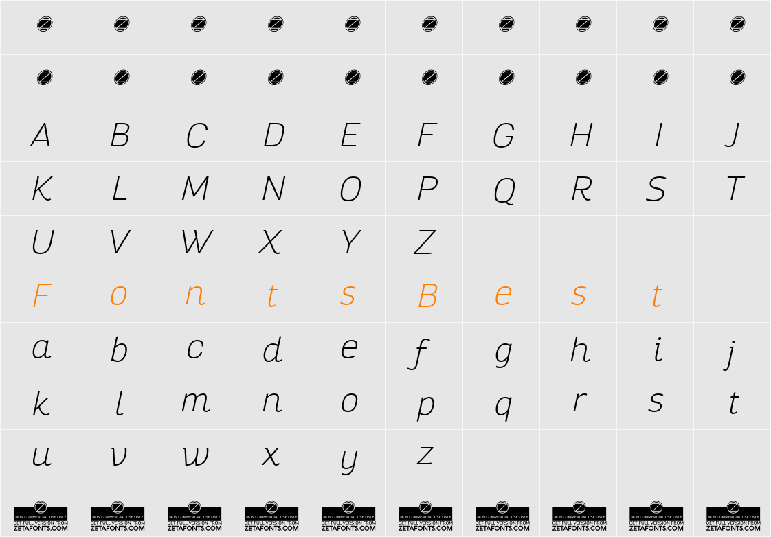 Altair Thin Character Map