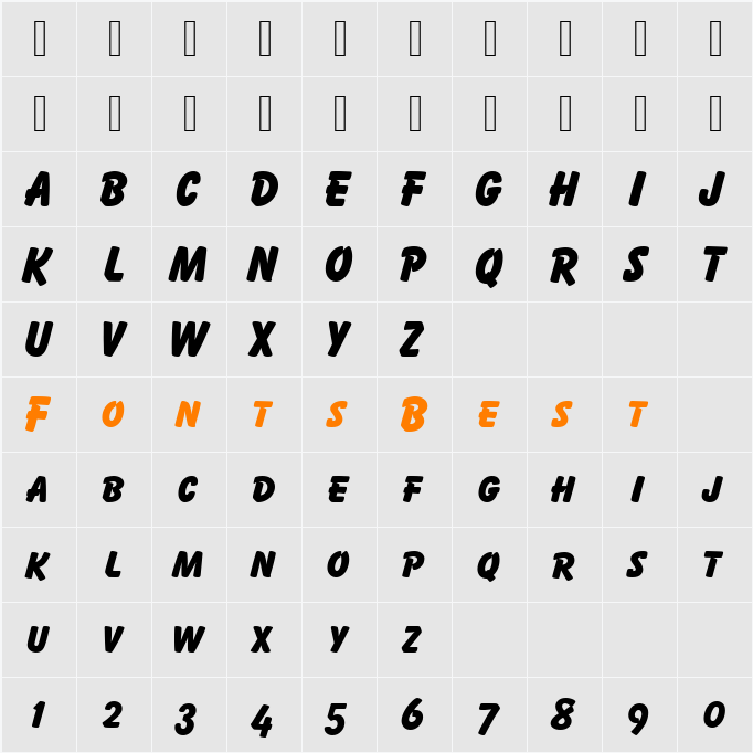 Balloon Becker Caps Ext bold Character Map