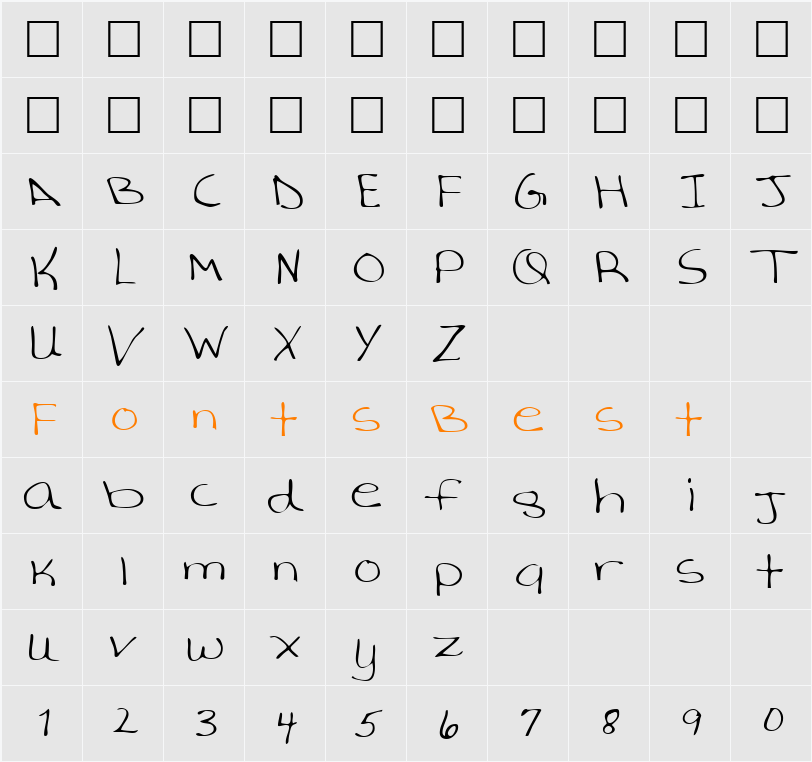 AverysHand Character Map
