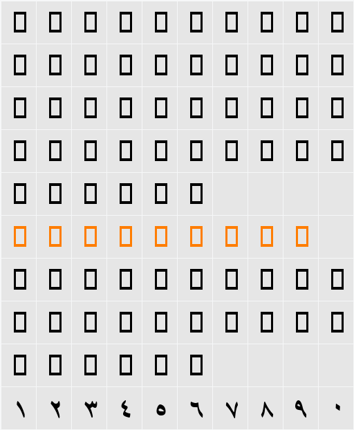 B Tehran Character Map