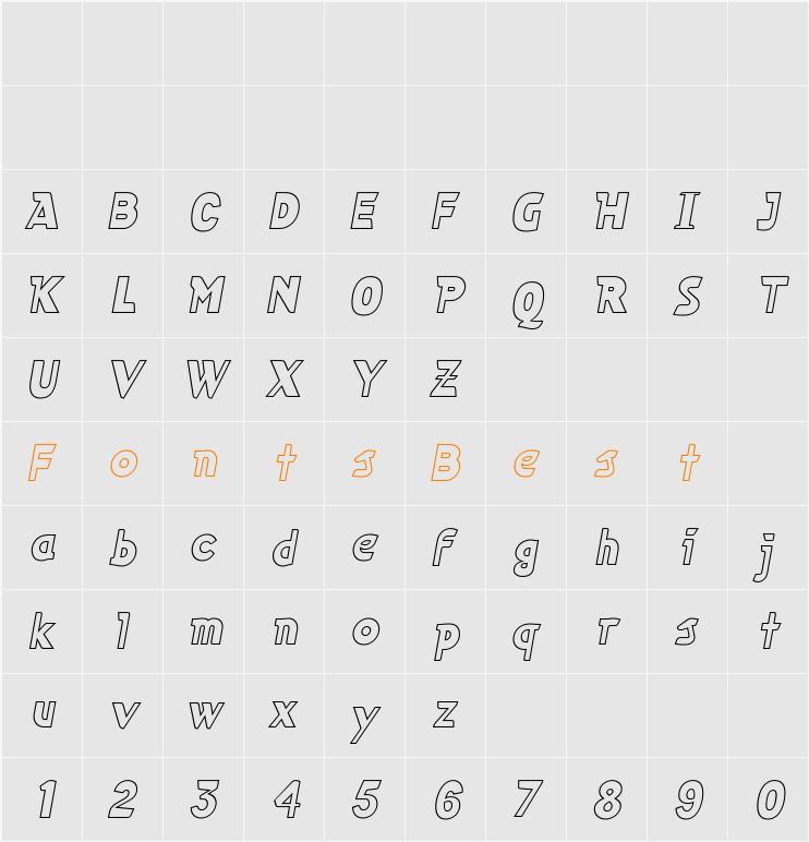 CubanOutline Character Map