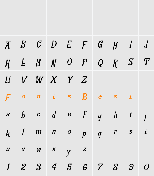 Flemish-Normal-Italic Character Map