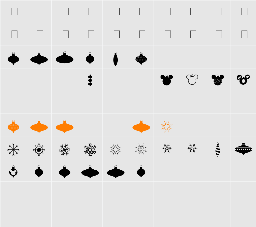 Christmas Mouse Character Map