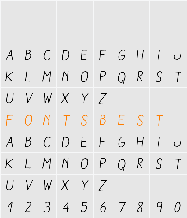 Aracne Regular Italic Character Map