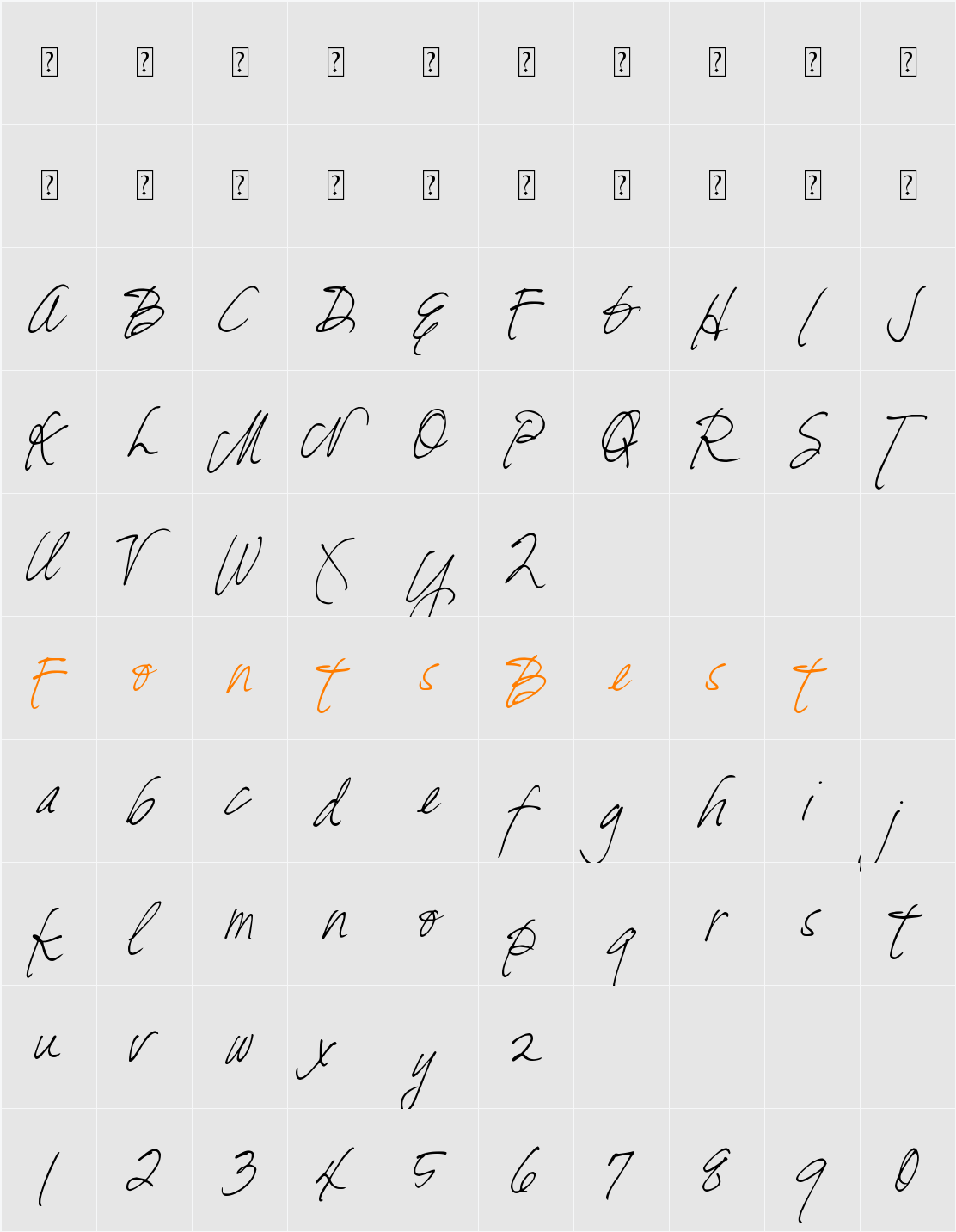 DJB Fresh Start Character Map