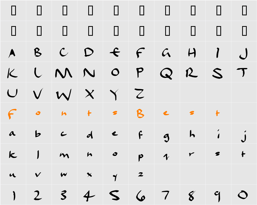 Dael Calligraphy Character Map