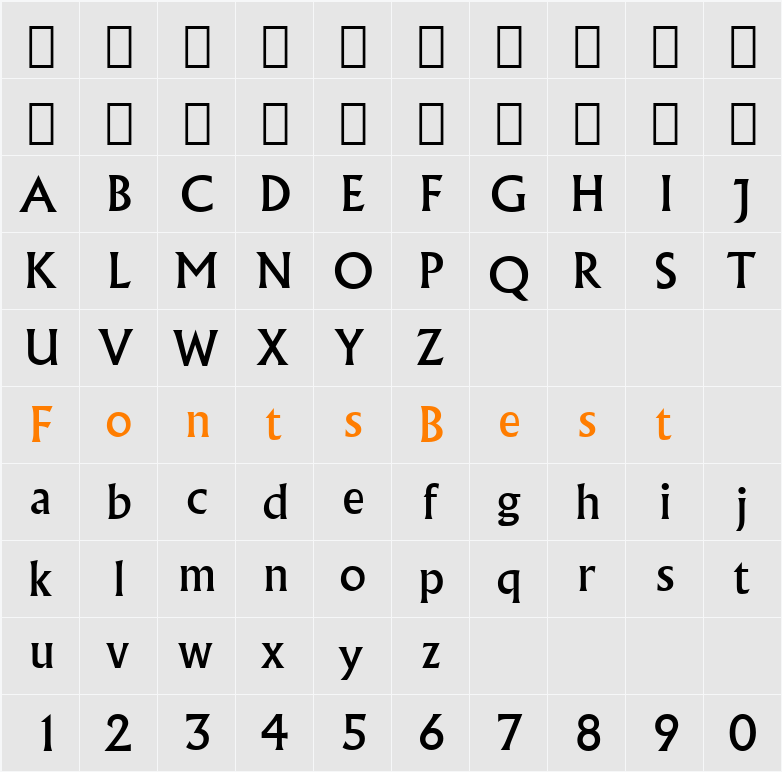Flareserif821 BT Character Map