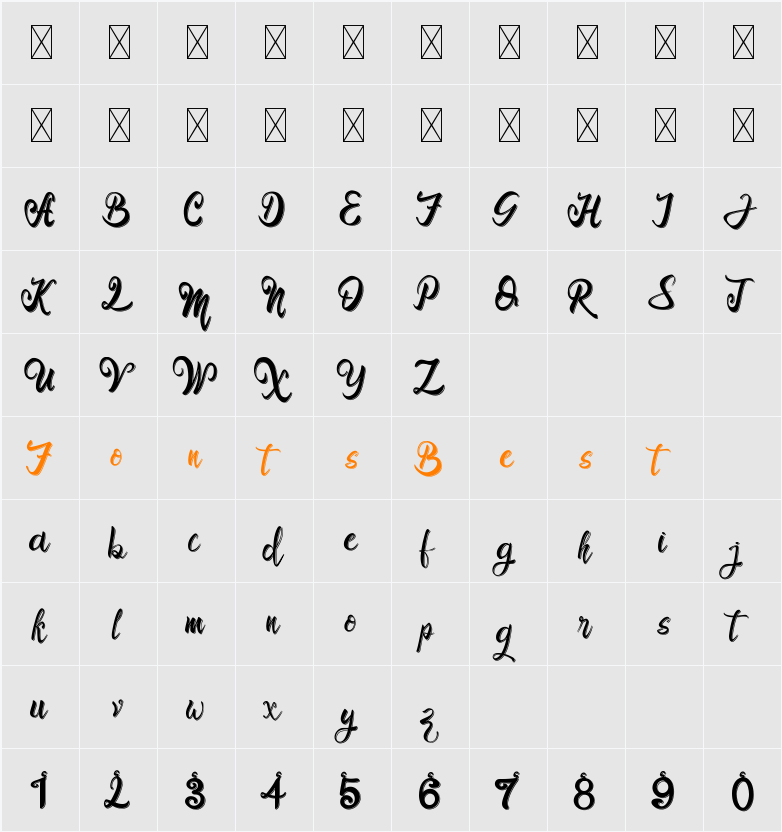 Bro Rintto Character Map