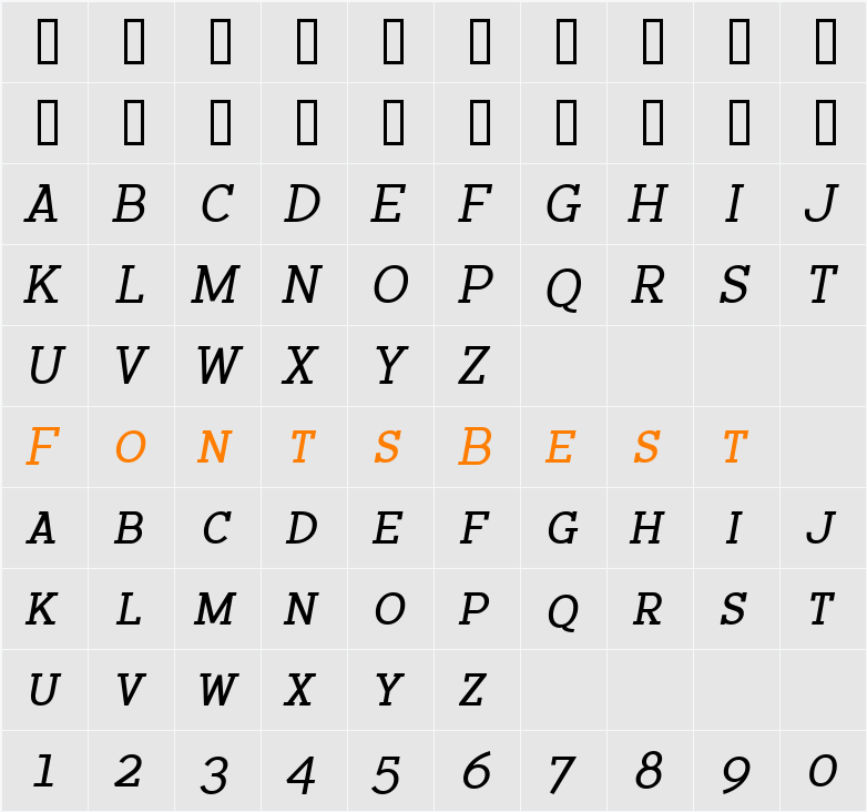 BacktalkSerif BTN SC Character Map