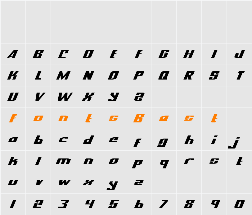 National Express Exp Italic Character Map