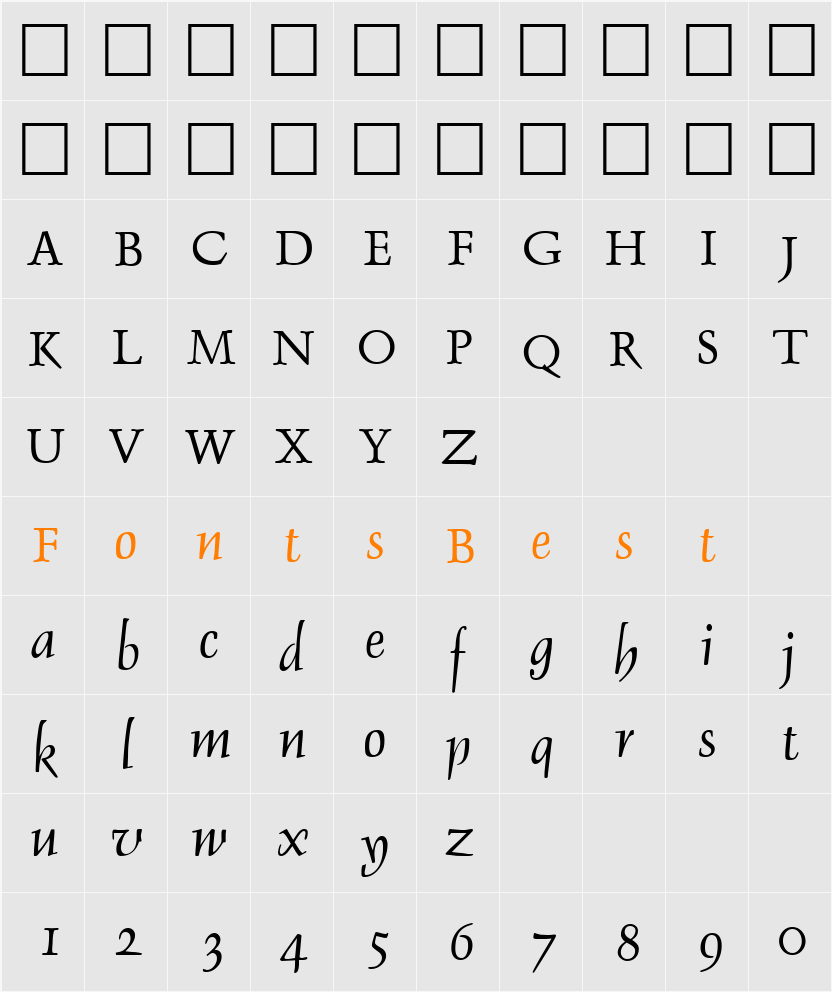 Debden DB Character Map