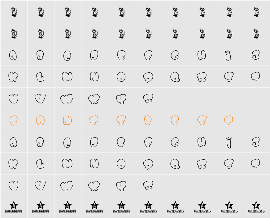 BOMB FONT Character Map