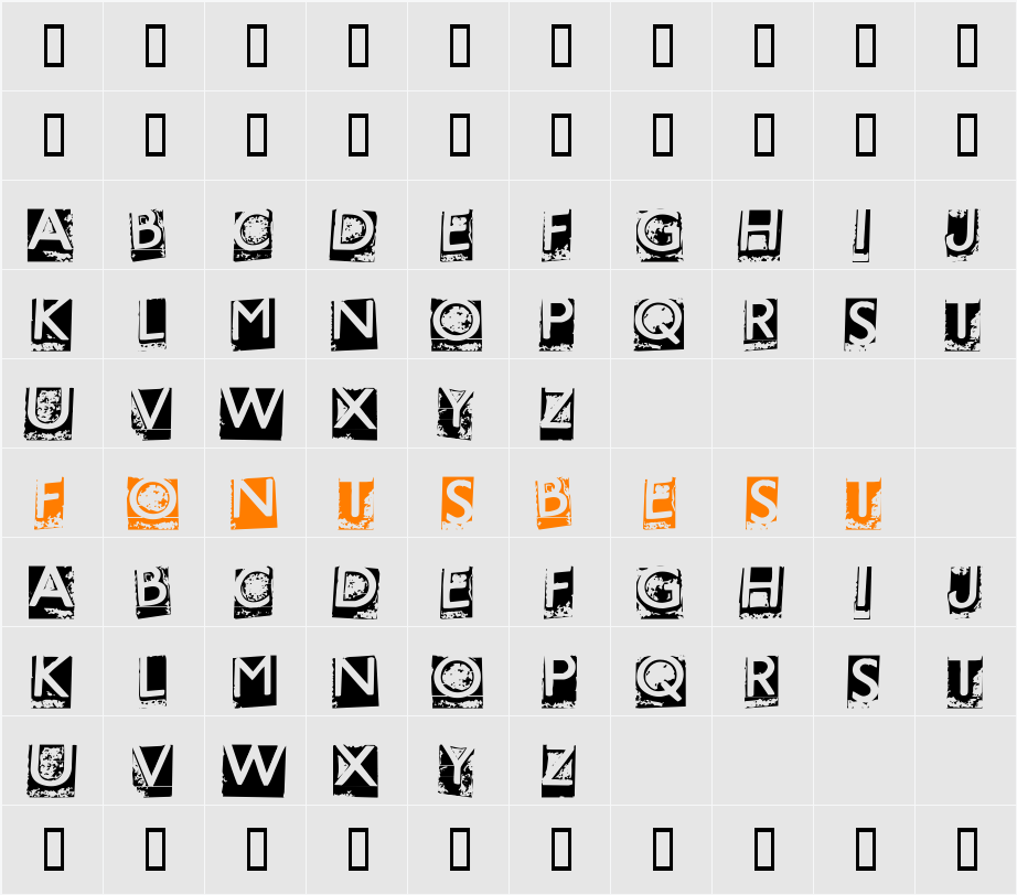 HOTMETAL Character Map
