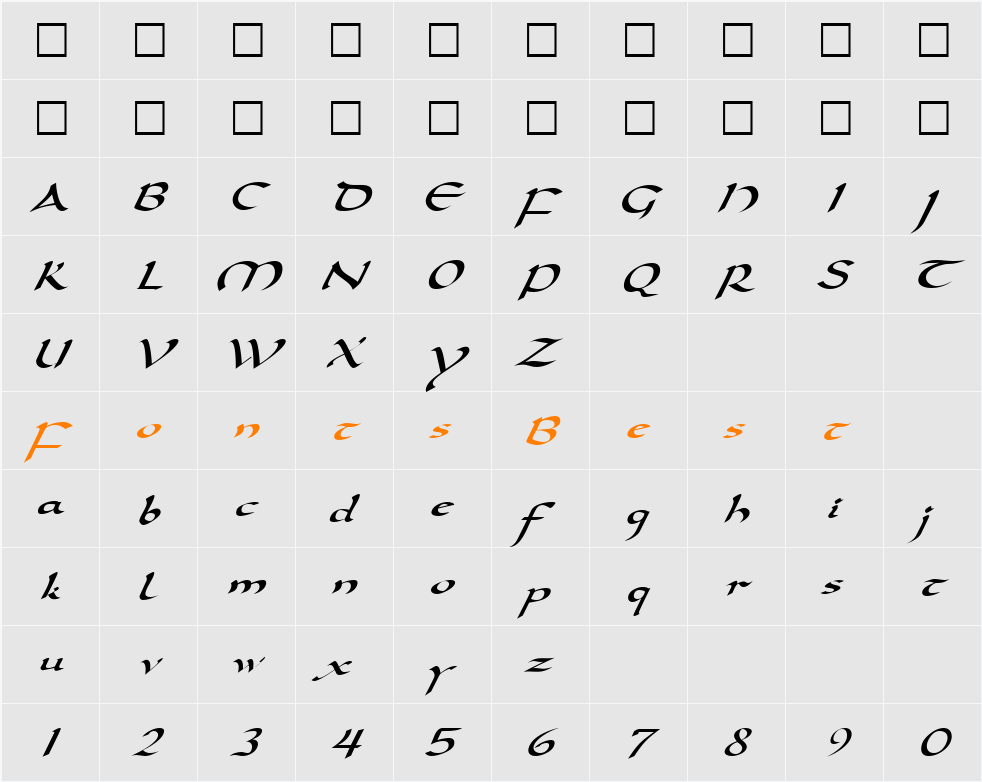 Darwycke Character Map