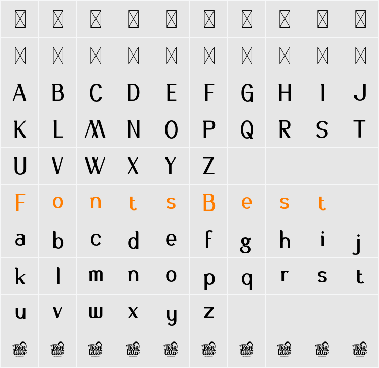 Asetin Character Map