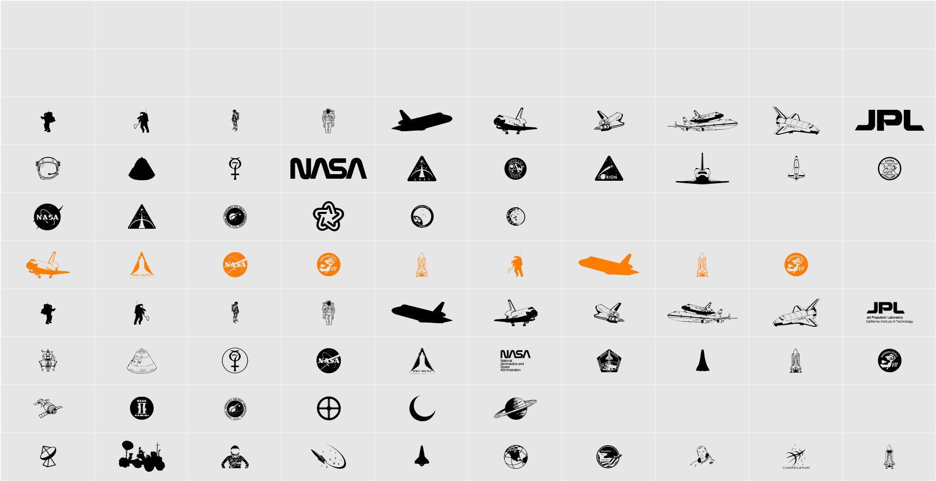 NASA Dings Character Map