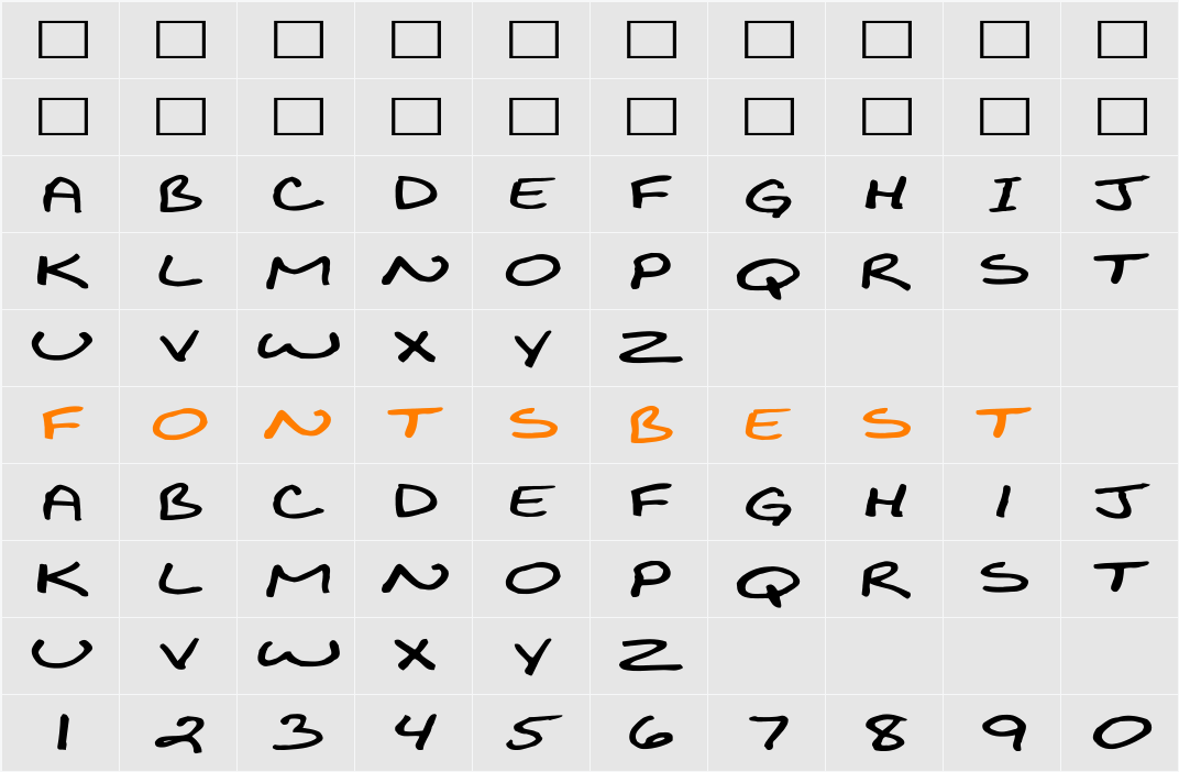 BiklyBoldFont Extended Character Map