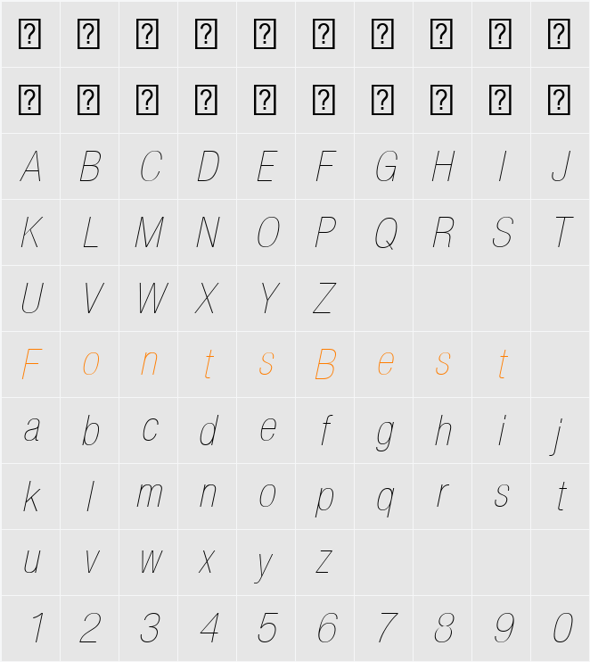 HelveticaNeueLT Com 27 UltLtCnO Character Map