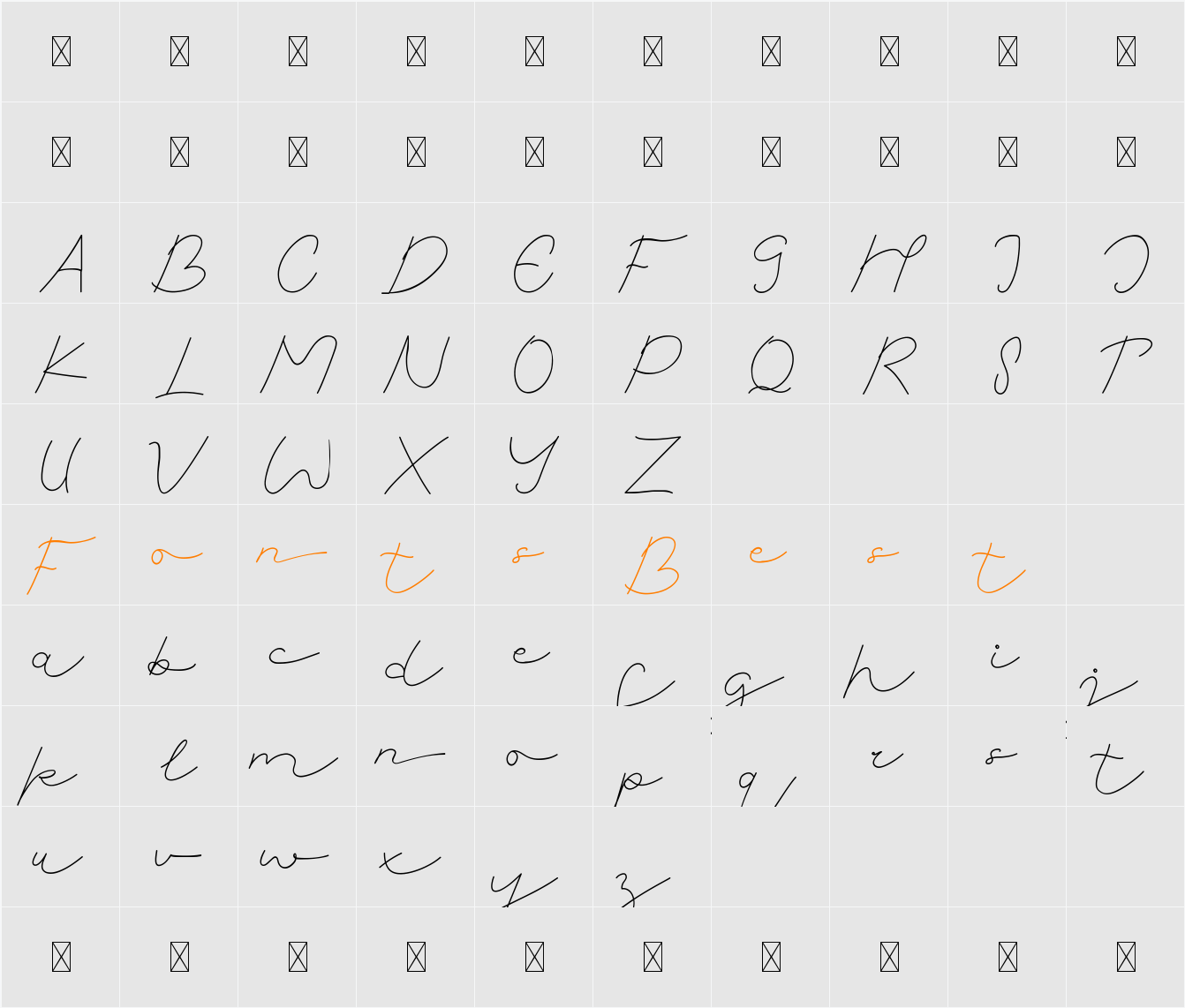 Brusly Name Demo Signature Character Map
