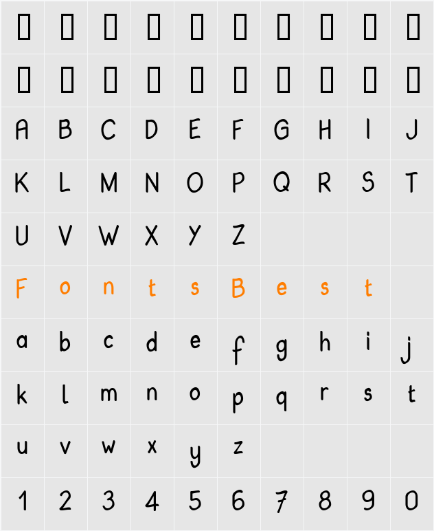 Babiole Character Map