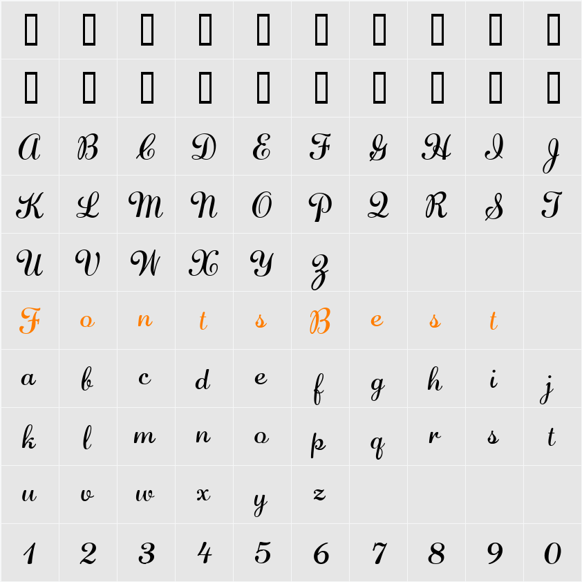 AdageScriptJF Character Map
