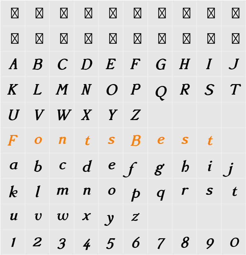 Accanthis ADF Std Character Map