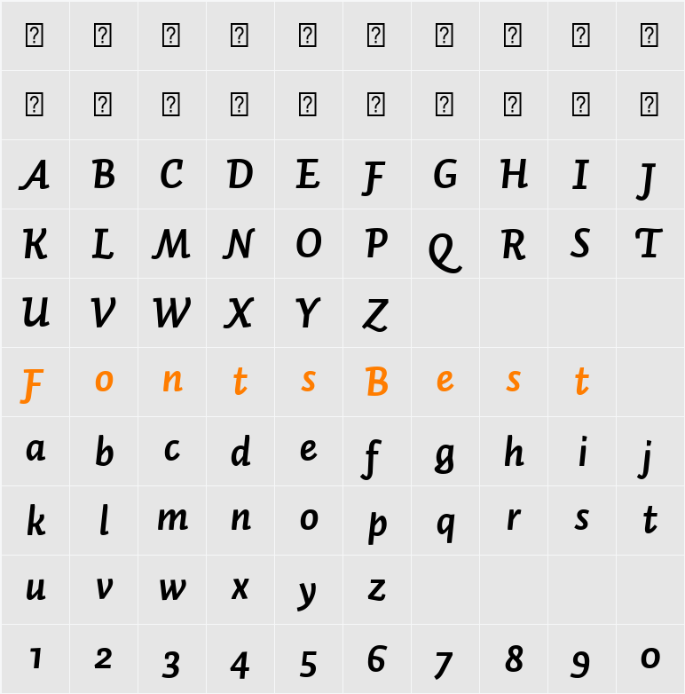 Auto 2 Lt Character Map