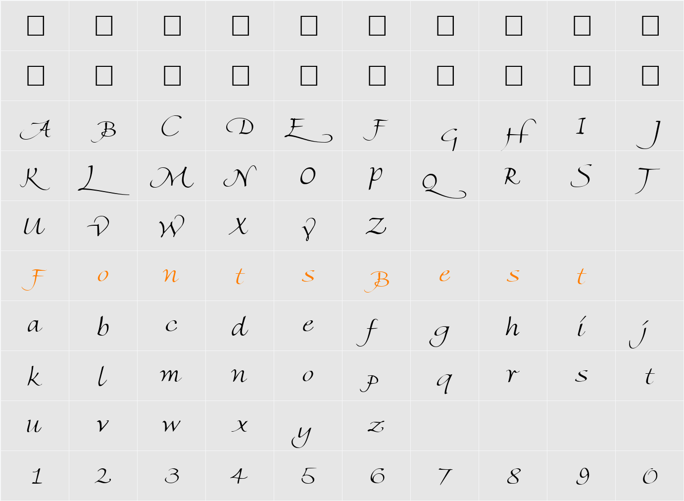 FlorentineSwashCaps Character Map