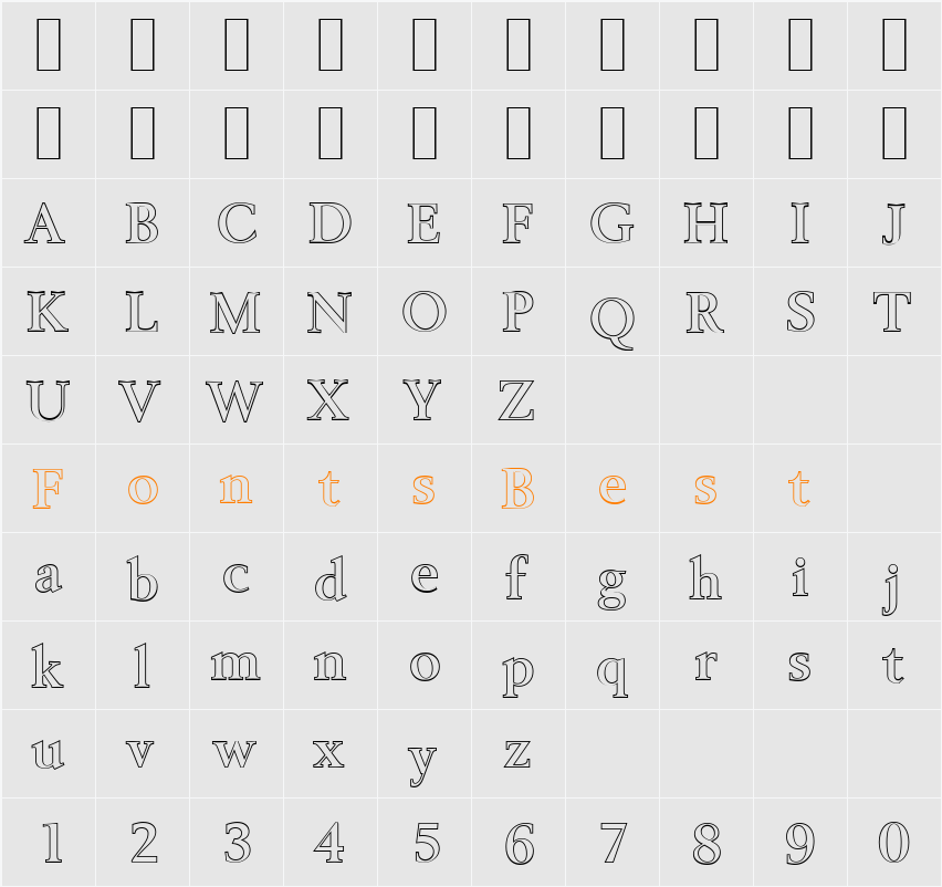 BelfastOutline-Medium Character Map