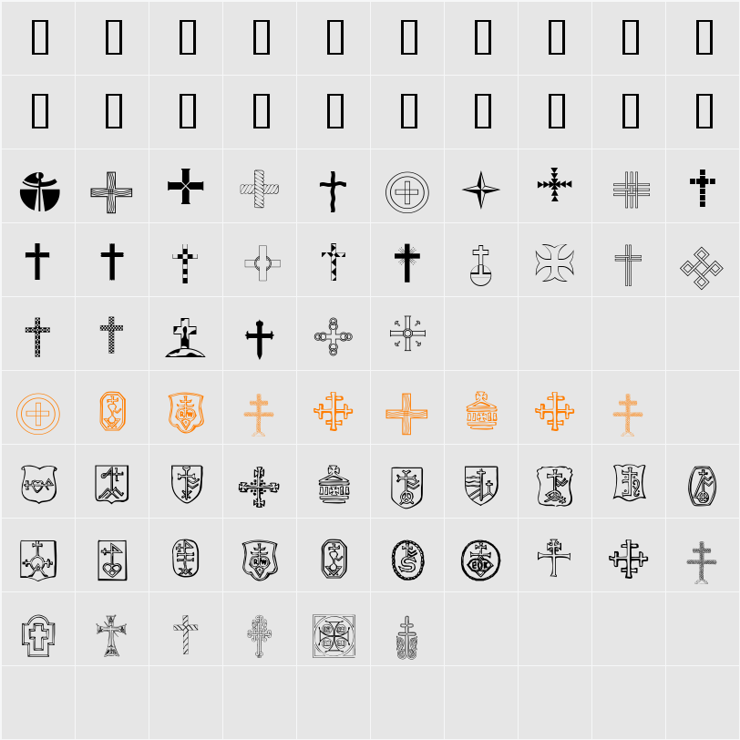 Christian Crosses IV Character Map